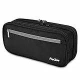 ProCase Federmäppchen 2 Schicht Stifte Tasche für Schreibwaren, Große Kapazität Stifteetui Mäppchen Strapazierfähig für Schüler, Büro, School -Schwarz, PC-08361419