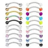 Mayhoop 20Stk Augenbrauenpiercings 16G Chirurgenstahl Curved Barbell mit Kugel Perle Leuchtende Kugel Rook Cartilage Conch Daith Knorpelpiercing Bauchpiercing Banane Piercing