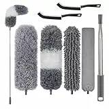 Staubwedel Teleskop Waschbar Mikrofaser Duster Lang Ausziehbar Bis 254cm,7 Stück Staubwedel Lang Ausziehbar,Staubmagnet Verbiegbare Staubfänger Spinnenwebenentferner für hohe Decken Deckenventilator