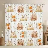feelingyou Nette Wildlife Vorhang Home Decor, Kawaii Bär Hirsch Fuchs Tier Fenster Vorhänge Jungen, Natur Floral Pflanze Fenster Behandlung Vorhänge für Büro, XXL Größe,Guter Schattierungseffekt