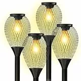 Solarlampen für Außen Garten, Ortiny 4 Stück Warmweiße Solarleuchten für Außen, Gartenbeleuchtung wegeleuchten mit IP65 Wasserdichter Auto Ein/Aus