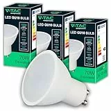 V-TAC 3 x GU10-10 W LED-Lampen, hohe Helligkeit (entspricht 70 W) – 1000 Lumen – LED-Spot GU10 für maximale Effizienz und Energieeinsparung – Kaltweiß 6500 K