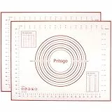 Pritogo Backunterlage Silikonmatte 2 STK. (50 x 40 cm) Rollmatte Backmatte Teigmatte mit Skala aus Silikon Antihaft BPA-Frei rutschfest