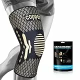 Lusenone Kupfer Kniebandage für Männer und Damen, Kompressionsbandage Kniebandagen für Knieschmerzen, Meniskus, Arthrose Knie, Knieorthese Rechts/Links, Beste Kniestütze für Sport, Joggen, Gym, M