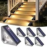 Solpex Solarleuchten für außen, 6 Stück, Treppenlicht, wasserdicht, LED-Beleuchtung für Außentreppe, Stufen, Zaun, Hof, Terrasse, Dachrinne, Weg, Dekoration, warmweiß