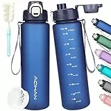 AOHAN Trinkflasche 1l, Wasserflasche BPA Frei, Sport Trinkflasche Auslaufsicher Motivierende Sportflasche Mit Filter für Fahrrad, Fitness, Wandern und Schule