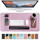 Yikda Schreibtischunterlage leder, Mauspad, Wasserdichte schreibunterlage tischunterlage Schreibtischmatte, PU-Leder doppelseitige Mousepad für Büro und Zuhause( Purpur/Rosa 80 * 40cm)