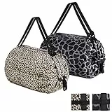 QZDAFFIC 2 Stück Einkaufstasche Faltbar Tote Bag Big Bag mit Reißverschluss, Shopper Tasche Damen Groß Wiederverwendbare Jutebeutel für Reisen Camping