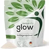 naturally glow Kollagen Pulver [NEU mit 1.000 g] – Hydrolysiertes Kollagen Peptide Pulver Typ I, II & III, Premium Collagen Powder, geschmacksneutral & sehr gut löslich