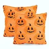 GADITIEK 2 Stück Halloween Kissenbezug 45 x 45 cm, Lustig Geister Deko Halloween Kissen Herbstdeko Innen, Halloweens Zimmer Deko Aesthetic Bettwäsche Aesthetic Decor (Emoticon-Kürbis)