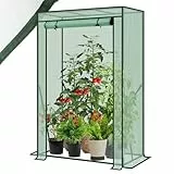Sekey Tomatengewächshaus 150x100x50 cm, Kleines Gewächshaus, Robustes Foliengewächshaus Tomaten Gewächshaus für Balkon - Stabil, Winterfest & Einfach zu montieren, Grün