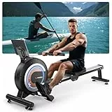 Wenoker Rudergerät mit Magnet-Fitnesstrainer, Rudergerät für Zuhause 32 Stufen Widerstand mit Exklusiver APP, Indoor-Gerät für das Home-Gym, Cardio-Trainingsgerät, 160 kg Kapazität mit LCD-Monitor