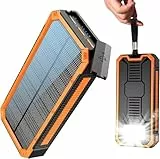 Solar Powerbank 20000 mAh PD20W Wasserdichtes Solar Ladegerät USB C Externer Akku Solarladegeräte mit Outputs Power Bank für Smartphones Tablets und mehr D3