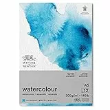 Winsor & Newton 6667008 Aquarellpapier, Mischung von 25% Baumwolle und Zellulosefasern hergestellt, helles natürliches weiße, DIN A5-12 Blatt Classic, 300g/m²