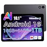 RebotAi 2026 Neuestes Tablet 10.1 Zoll Android 16 mit Gemini AI, 16GB RAM + 64GB ROM, GMS Widevine L1, WiFi 6 & BT 5.2, Dünn und leicht Tablet mit Gesichtserkennung (Grau)