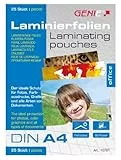 Genie 10781 Laminierfolien (glasklar; 80 Mikron; Formate bis zu DIN A4; geeignet für alle HeiÃŸlaminiergeräte) 25er Pack