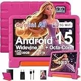 ZIOVO Kinder Tablet 10 Zoll Android 15 mit 30GB RAM+TF 2TB, 5G WiFi, Gemini AI, Octa-Core, Widevine L1, GPS, Face ID, Kindersicherung, iWAWA, 6000mAh, BT 5.0, Kids Tablet mit Eva Case - Rosa