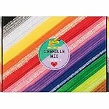 folia 778709 - Chenille Mix JUMBO BUNT, 700 Pfeifenputzer in 13 Farben inkl. Silber und Irisierend, 30cm x Ø 4-8 mm, Chenilledraht zum Basteln und Verzieren