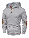 Elegancity Hoodie Herren Baumwolle Kapuzenpullover Casual Kordelzug Sweatshirt Pullover mit Kapuzen Oversized Freizeit Kapuzenpulli, Grau 3XL