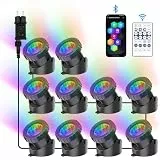 NATPOW Teichbeleuchtung Unterwasser mit Bluetooth APP, Unterwasserbeleuchtung RGB Teichlicht mit Fernbedienung, IP68 wasserdicht, DIY Farbwechsel Gartenbeleuchtung für Garten, Patio, Baum(10 in 1)