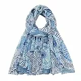 vimate blauen Schal für Frauen-Winter gedruckt dünnen Hals Schals leichte Gaze Schals Kopftuch Strand Schal (DE-Style 31)