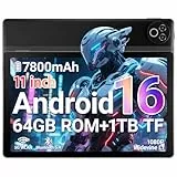 Laptok Tablet 11 Zoll, Android 16 Tablet mit 20GB RAM 64GB ROM/1TB TF, 7800mAh Akku, 5G WiFi, Widevine L1, Bluetooth 5.4, 1080P Display, 5MP+8MP Kamera, OTG, Schwarz