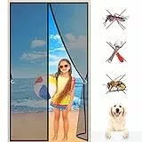 Fliegengitter Balkontür 65x215 cm Magnetische Fliegengittertür, Magnet Fliegengitter Tür Insektenschutz, selbstversiegelnde Netzgittertür mit Magneten, 993 Größe Anthrazit