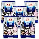 5 er Pack Weiss Lebkuchen Allerlei 5x 400g Braune Lebkuchen-Mischung mit Glasur und Boden aus Zartbitterschokolade