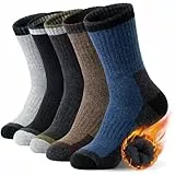 SIMIYA Merino Wandersocken für Herren, 5 Paar Wollsocken, thermosocken Dicke Atmungsaktiv Wintersocken für Trekking(5 Paar-01-plus,43-46)