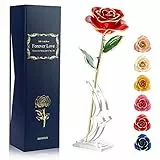 Ejoyous 24k Gold Ros, Handgefertigt Konservierte Rose, Ewige Blumenrose mit Geschenkbox Ausgefallene Geschenke Frau Freundin Oma/Valentinstag/Muttertag/Geburtstag/Hochzeitstag/Weihnachten/Jahrestag