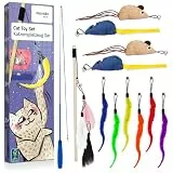 Inovida Katzenspielzeug Set : XL 15 Teile Katzenspielzeug mit Katzenminze – Veganes Spielzeug für Katzen mit Katzenangel, Federn, Maus, Würmern – Kitten Spielzeug Set Katzen Gadgets
