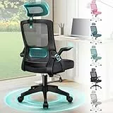 ALFORDSON Ergonomischer Büro-Schreibtischstuhl, Computerstuhl mit dynamischer Lordosenstütze, neigbarer Drehstuhl mit hochklappbarer Armlehne, Schwarz