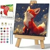Daisen Art Fuchs Malen Nach Zahlen Kinder Ab 7, Fuchs Malen Nach Zahlen Mit Rahmen Und Staffelei, Paint by Numbers Tiere Für Geschenk Und Home Decor 20x20cm