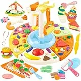 VBACALA Knete Set,Kinderknete Kitchen Creations Knete Pizza Maschine Spielset mit 53 Stück Knete Zubehör Küche Werkzeuge24 Dosen Knetmasse,Knete ab 3 Jahre für Jungen und Mädchen