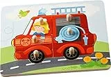 HABA 302536 - Greifpuzzle Feuerwehr, 6-teiliges Holzpuzzle mit Feuerwehr-Motiv und großen Holzknöpfen zum Greifen, Holzspielzeug ab 12 Monaten