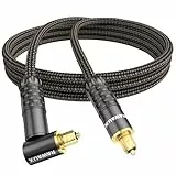 RAWAUX 90 Grad Optisches Kabel Rechtwinklig Optisches Audiokabel mit 24K Vergoldeter Stecker Digital Optical Audio Toslink Kabel Kompatibel mit Soundbar, TV, Heimkino (1 x 90° - Schwarz, 2M)