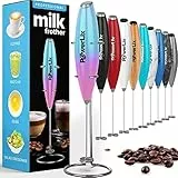 PowerLix Milchaufschäumer Stab, Milchschäumer Elektrisch - mit Edelstahlständer 15-20s, 19000 U/min, Batteriebetriebener Milk Frother für Kaffee, Latte, Cappuccino, Heiß & Kalte Schokolade