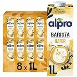 Alpro Barista Haferdrink – Zum Aufschäumen – Vegan und milchfrei – Von Natur aus laktosefrei – Reich an Ballaststoffen, Calcium und Vitaminen – 8 x 1 L – Haltbar