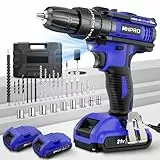 Akkuschrauber 21V, MHPRP Akku Bohrschrauber Set mit 2 Akkus 2000mAh, 42Nm Akku Bohrmaschine, 25+3 Drehmomentstufen, 10mm Bohrfutter,2 Gang, LED Licht, 30tlg Zubehöre Set für Haus und Garten DIY Proje