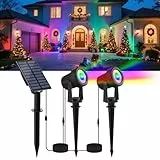 NATPOW Solarstrahler für Außen Garten, RGB Gartenstrahler Solar IP65 Wasserdicht Farbwechsel Gartenbeleuchtung Gartenlampe Dusk to Dawn Solar Gartenleuchte für Bäume Terrasse(2 in 1)