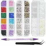 EARLMONI 5200 Stück Strasssteine Nägel, Strasssteine Bunt Steine AB Perlen Diamanten, mit Pinzette und Strass Picker Dotting Pen, Glitzersteine Nägel für Nageldekoration Bekleidung Basteln DIY