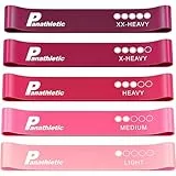 Panathletic Fitnessbänder, 5er Set – 5 Verschiedene Stärken, Übungsanleitung, eBook auf Deutsch, Tragebeutel – 5X Fitnessband, Gymnastikband, Widerstandsband