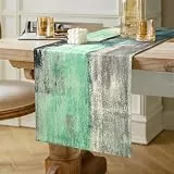 Hanrunsi Tischläufer Frühling Modern Grün Tischdeko Retro Rustikale für Drinnen und Draußen Urlaub Party Wohnzimmer Dekor Tolles Geschenk, Fernsehtisch, Brautparty, Zuhause, 40 cm x 140 cm