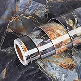 Livelynine Blaue Marmor-Vinyl-Tapete, Küchenarbeitsplatte, 90 cm x 500 cm, selbstklebend, wasserfest