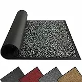 Mibao Fußmatte für Innen & Außen, 40x60cm Schwarz Fußmatten, Dauerhaft Waschbar Fussmatte, Schmutzfangmatte rutschfest für Eingangsbereich, Türmatte mit Naturkautschukrücken