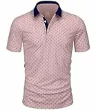 GLESTORE Golf Poloshirt Herren Kurzarm Polo Shirt Hemd für Männer Polohemden Regular Fit Rosa XXL