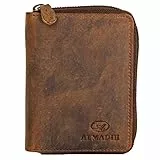 ALMADIH Leder Portemonnaie RFID-Schutz mit 17 Kartenfächer und Reißverschluss in Geschenkbox P2H-RV bv - Herren Geldbörse Damen Geldbeutel Brieftasche braun (P2H-RV Vintage)