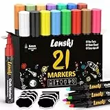 Lenski 21 Kreidestifte für Tafel Abwaschbar, Adventskalender Füllung Kinder Stifte 6MM Kreidestifte für Fenster, Kreidemarker Fensterstifte Fenstermalstifte Tafelstifte Fensterkreide Glasmalstifte