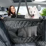 pecute Extra Stabiler Hunde Autositz, Verstärkter Hundesitz Auto für Mittlere und Großer Hunde, Wasserdichter Rutschfester Haustierautositz Kratzfester mit 4 Befestigungsgurten - Schwarz