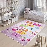 TAPISO Emma Teppich Waschbar bei 30 Grad Fee Hüpfspiel Zahlen bedruckter Kinderteppich Antirutsch Kinderzimmer Jugendzimmer Modern ÖKO-TEX 120 x 170 cm